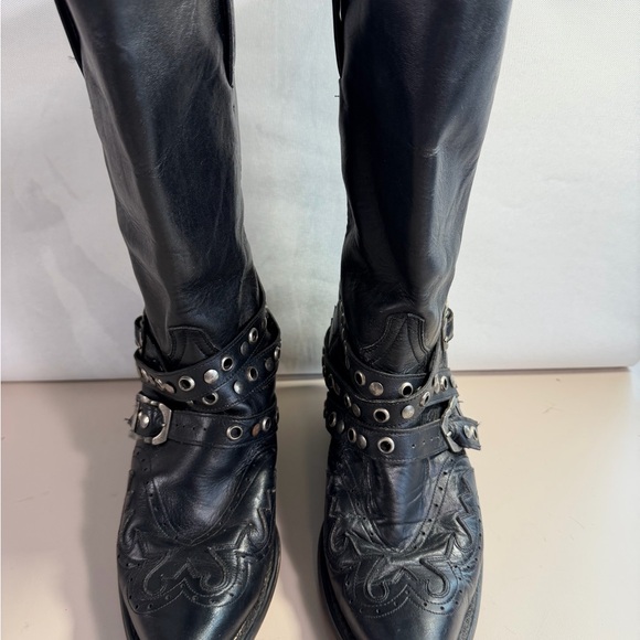 Vintage Code West Biker Style Cowboy Boots Black Women Size 9 - Picture 2 of 8